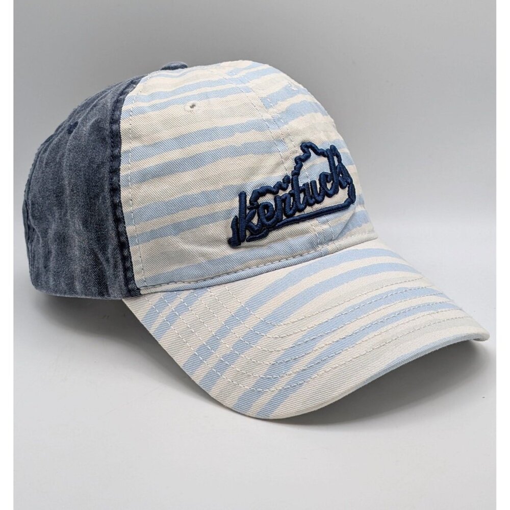 Home Free Kentucky Hat OSFM Adjustable Strap Back Cap Blue White Stripe